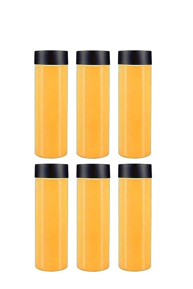 300ml Clear Glass Drink Bottles with Black Lids (Pack of 6) Empty Round Bottles for Smoothies, Juic