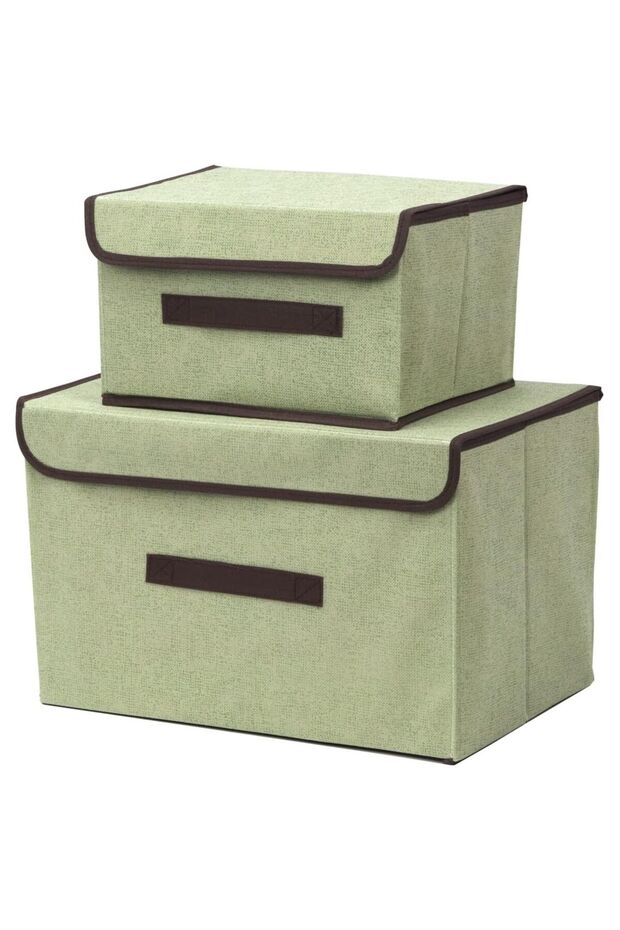 BLOOMING TIME 2-Piece Foldable Cloth Storage Box Green