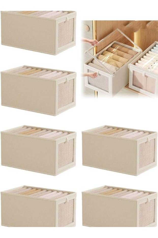 6 PCS Foldable Wardrobe Organizer Boxes, Drawer Organizer With Transparent Visible Windows And Handles，Moisture and Mold Prevention，Sturdy and Durable，for Home Bedroom Office, Can Store Shirts, T-Shi