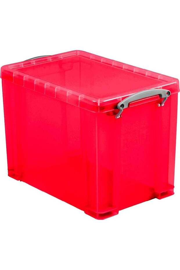 Really Useful Box 19L – Transparent Red Storage Container with Lid, Stackable & Durable for Home, Office & Craft Organization