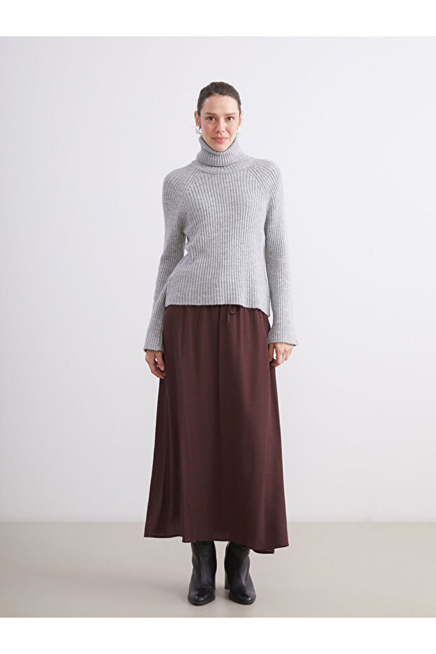 Sparkling Choices from Shining Store |   Elastic Waist Textured Flared Skirt - 1