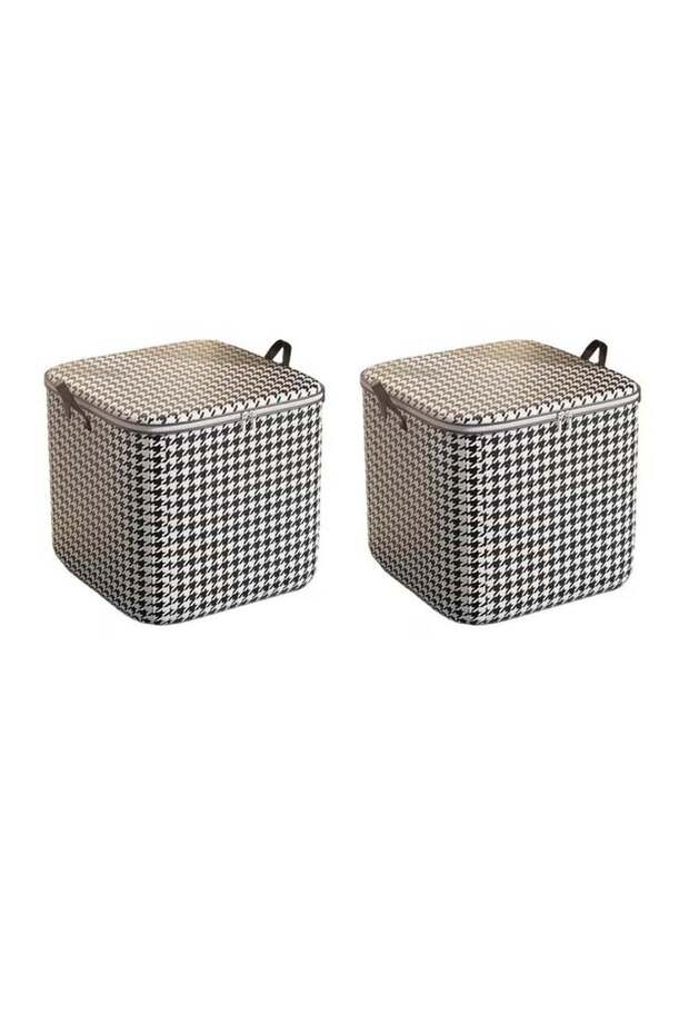 Foldable Fabric Drawer Organizer for Clothing Storage Pack of 2 Black & White 50x50x40 cm