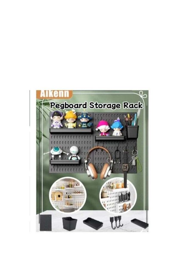 No-Drill Pegboard Storage Rack for Kitchen, Pegboard Accessories for Organization, Display Stand, M