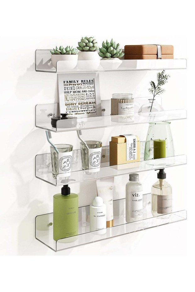 Acrylic Shelves, 15 Inch Floating Wall Mounted Shelves, Clear Funko Pop Display Case, Invisible Boo