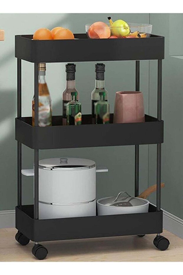 رف تخزين متعدد الطبقات من بلومينج تايم، بثلاث طبقات، بسيط، مثبت على الأرض، لون أسود - 1