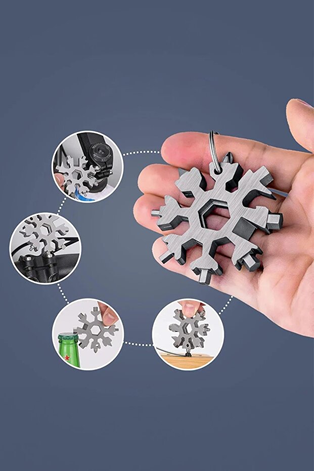 Multipurpose Metal Snowflake Screwdriver Set Portable Practical Allen Kit 19 in 1 Keychain Opener - 3
