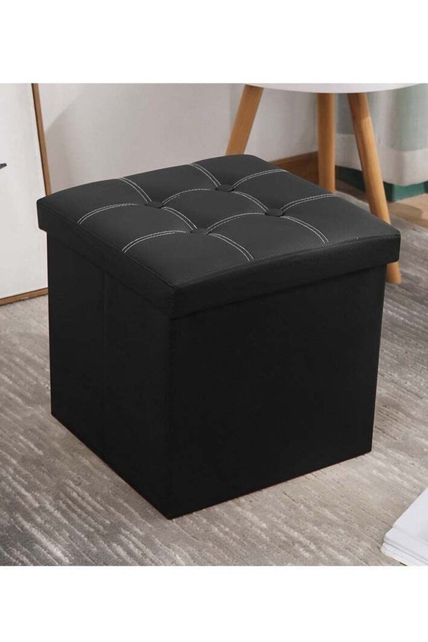 Multifunctional Foldable Leather Cube Storage Organizer, Foot Rest, Lid Stool Seat Chair, Folding S