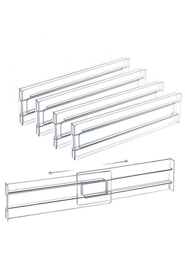 Expandable Drawer Divider 4PCS Clear Kitchen Separators Adjustable 27.5-52cm dresser organizer Sep