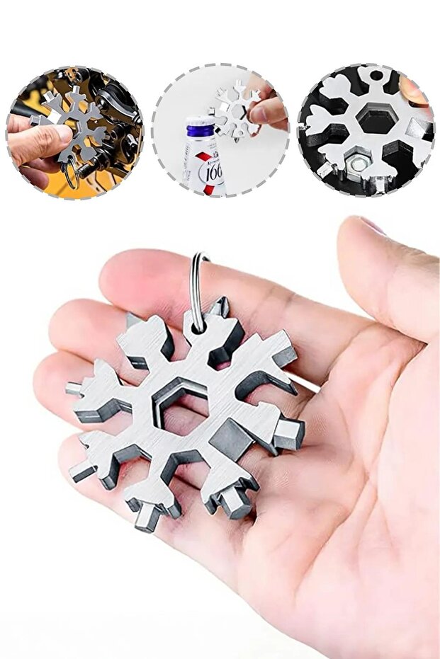 Multipurpose Metal Snowflake Screwdriver Set Portable Practical Allen Kit 19 in 1 Keychain Opener - 1