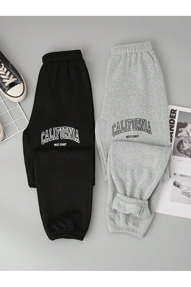 Unisex Women Men California West Coast Printed 3 Thread 2 Piece Set Jogger Sweatpants