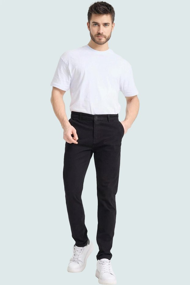 Men's Fashion Pipe Leg Chino Pants Cotton Casual Style Modern Design Summer