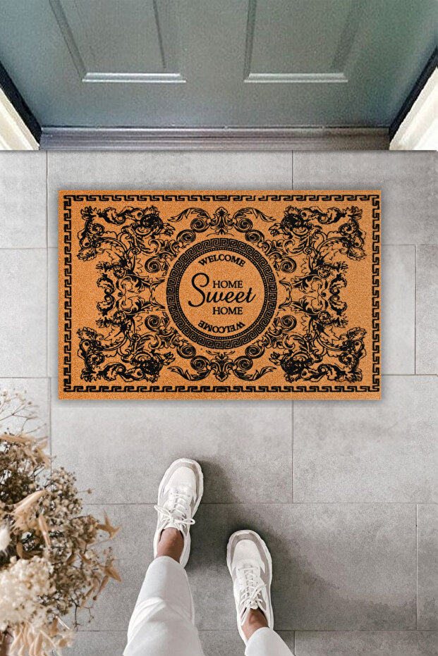 1Modern Koko Textured Doormat - Welcome Home Sweet Kapi Onu Paspasi 70X45Cm
