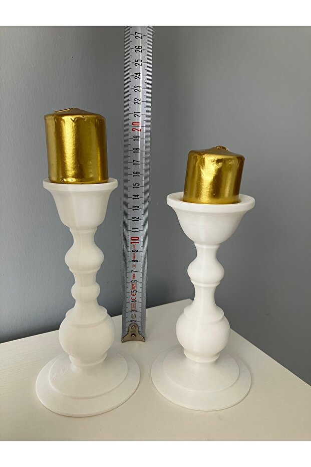 Beyaz renk 2’li şamdan set - 4