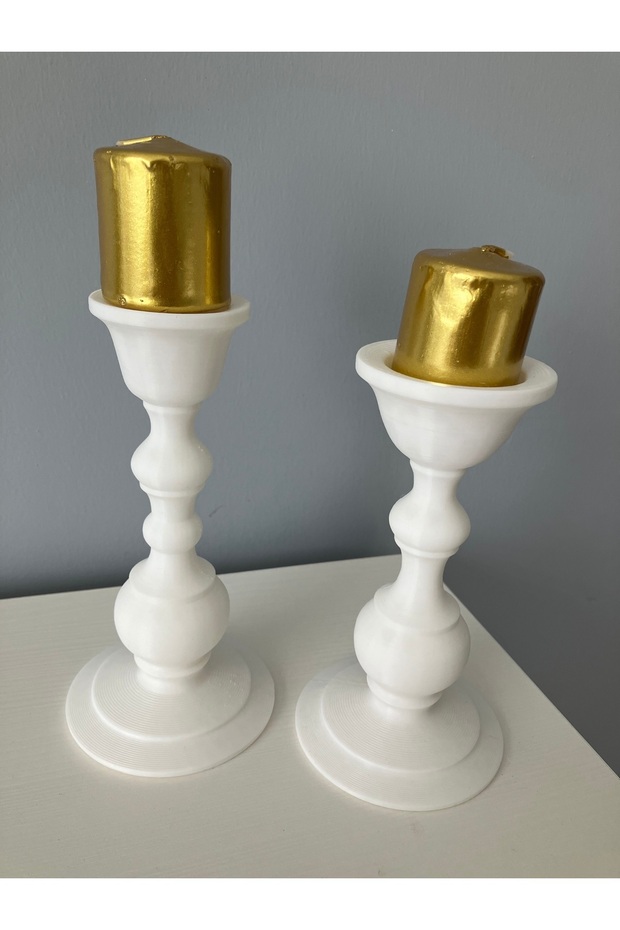 Beyaz renk 2’li şamdan set - 1