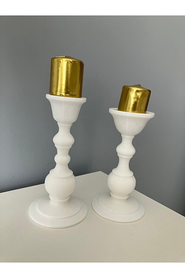 Beyaz renk 2’li şamdan set - 6