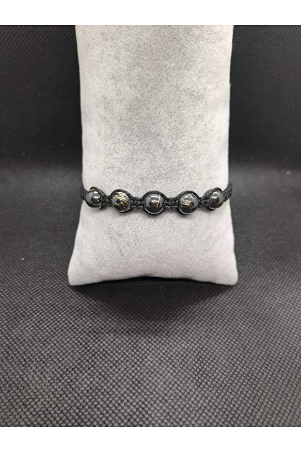 Globe Model Hematite Natural Stone Bracelet | Macrome Bracelet Adjustable Size