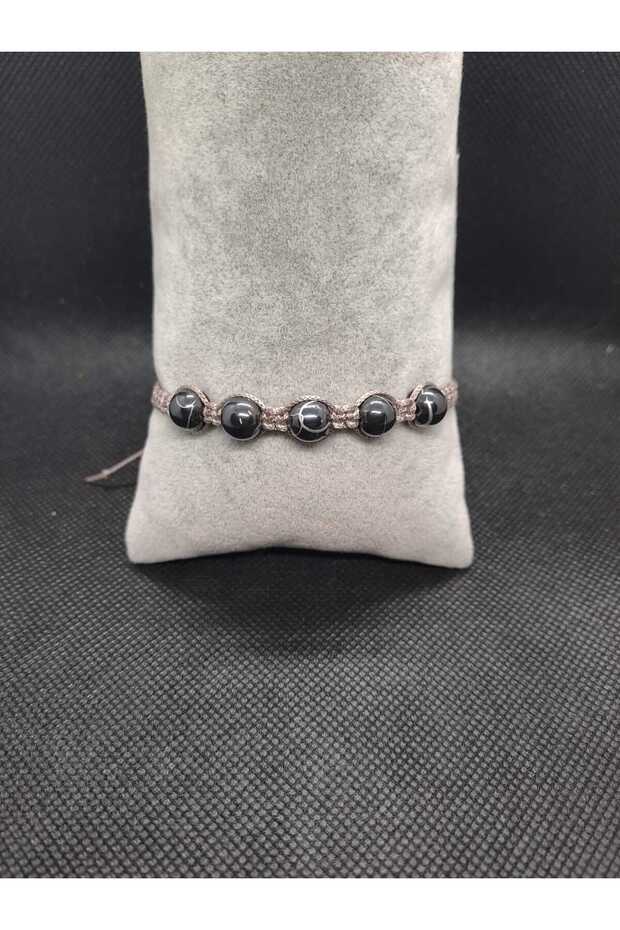 Globe Model Hematite Natural Stone Bracelet | Macrome Bracelet Adjustable Size