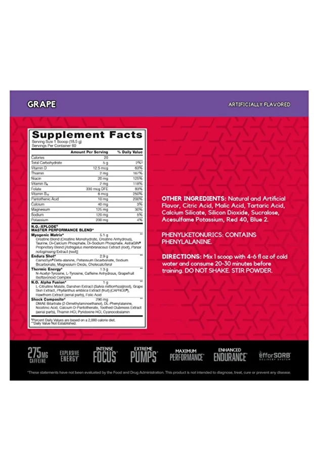 , N.O.-Xplode®, Legendary Pre-Workout, (1.11 kg) 60 Servis.Abd Menşei.Avrupa Değildir. - 3