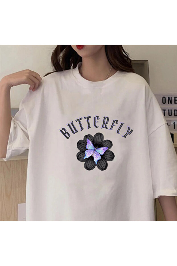 Butterfly Printed Unisex Oversize T-Shirt