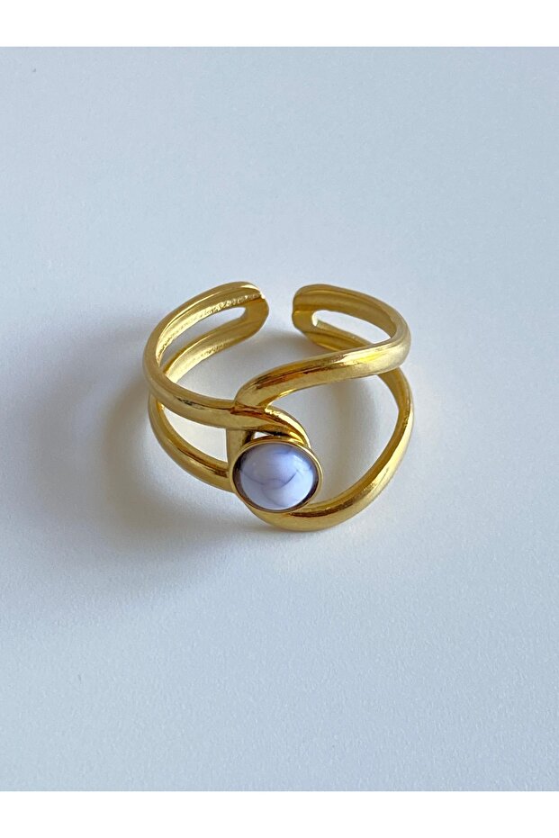 Oval Stone Stainless Steel Women's Ring