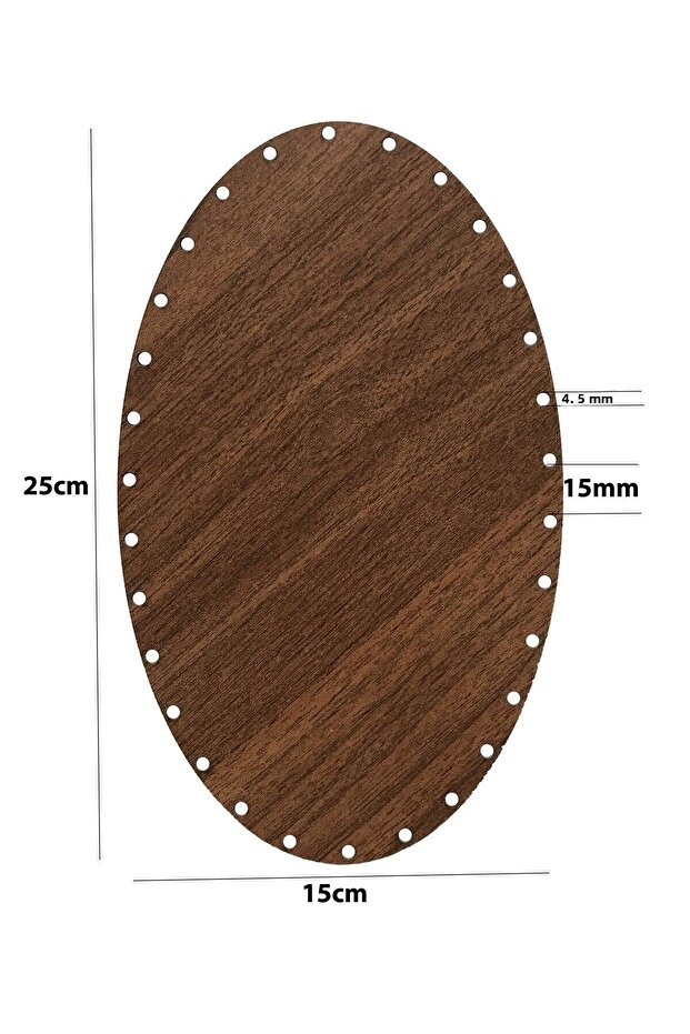 Rattan Weave Plate, Rattan Base, 25x15 cm, Ellipse/Oval, 3mm, Double-Sided Painted Walnut.