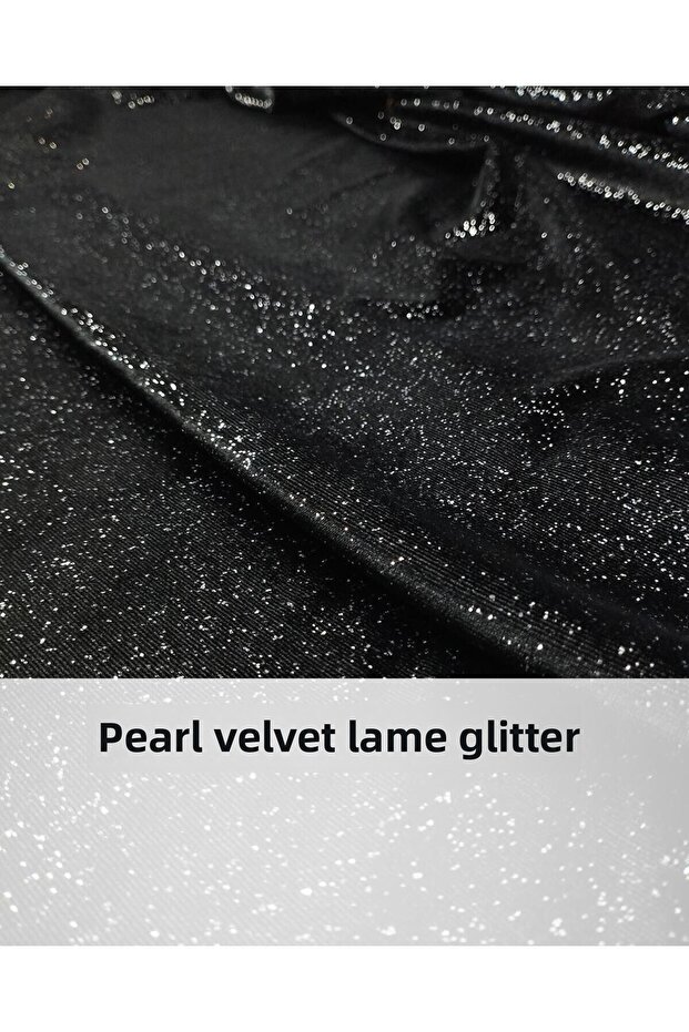 Silvery Velvet in Black Color (Width 110 cm X Length 245 cm)