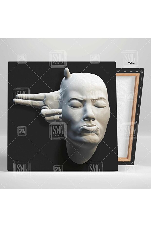 Gypsum Sculpture Firing and Being Shot by Fingers and Double Combination of Canvas Paintings - 3