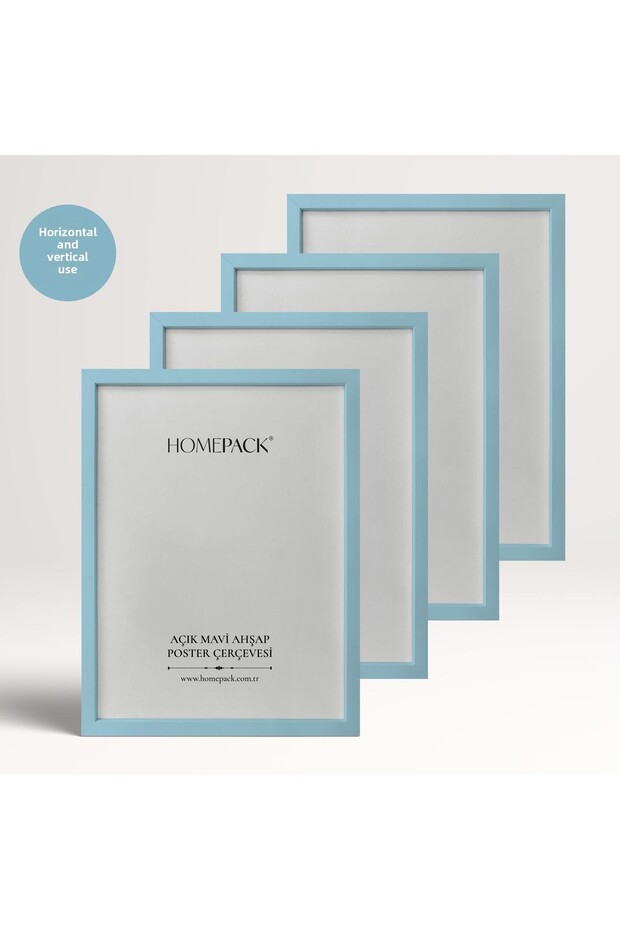إطار ملصق بأربعة حواف خشبية باللون الأزرق الفاتح، إطار فارغ، 15X21-4LU-LIGHTBLUE-FRAME