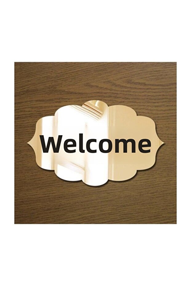 3d Welcome Plexi Door Decoration Gold Mirrored Plexi