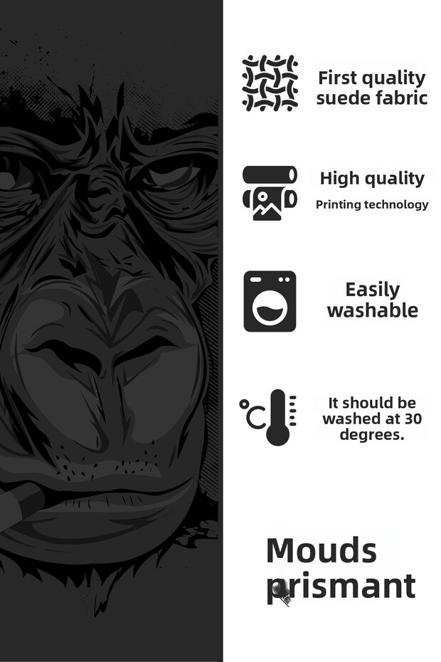 غطاء وسادة رمي فردي بنمط قرد مطبوع على الوجهين - 3