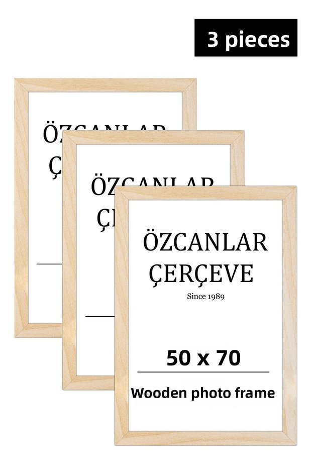 Set of 3 Wooden Frame Wooden Picture Frame 50x70 Natural Wooden Frame Raw Wood