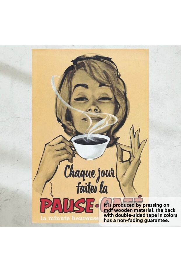 Coffee Break Home Kitchen Cafe Decoration Retro Wooden Poster in Nostalgic Vintage Style