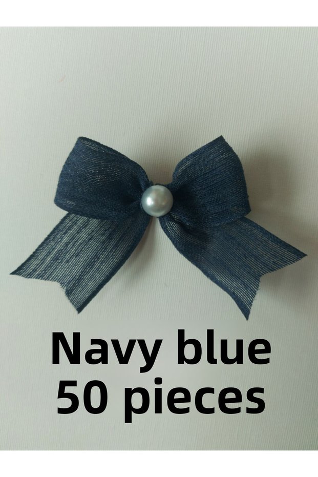 Napoli Linen Ribbon Pearl Detailed Instant Bow (50 Pieces)