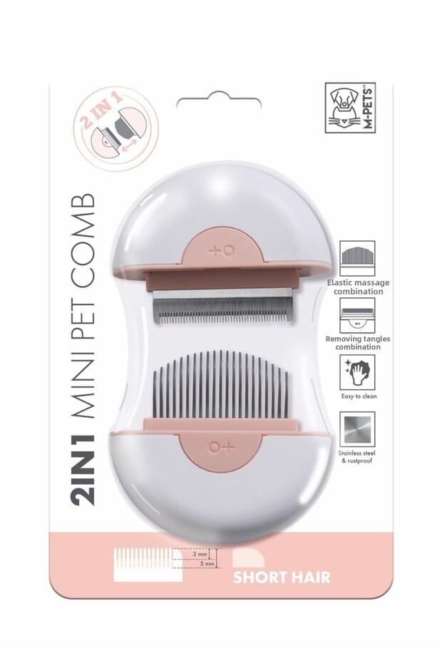 2in1 Furnifier+Massage Comb Short Hair Pink