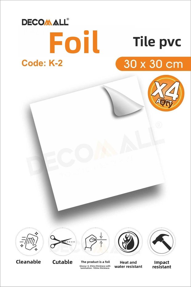 K-2 Tile Foil Self Adhesive Floor Tiles Bathroom Wall Covering Water Resistant 30X30Cm