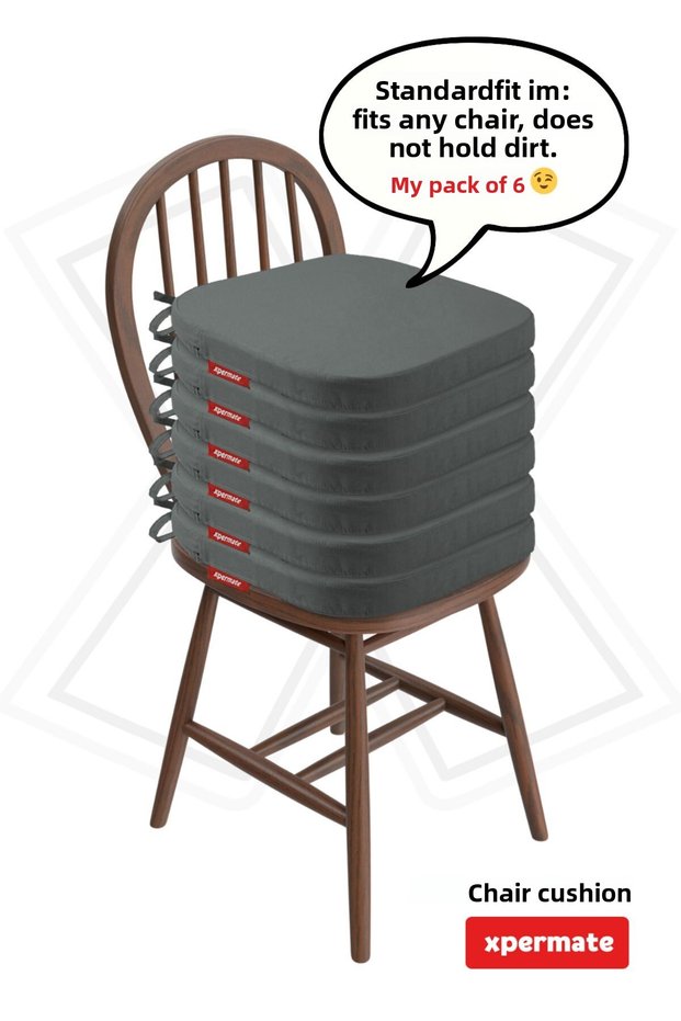 6-Piece Chair Cushion 42X42 cm Zippered Lace-Up Washable Garden Balcony Oval Water Oil Repellent Anthracite