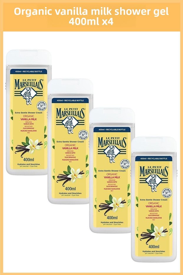 Organic Vanilla Milk Shower Gel 400 ml X4