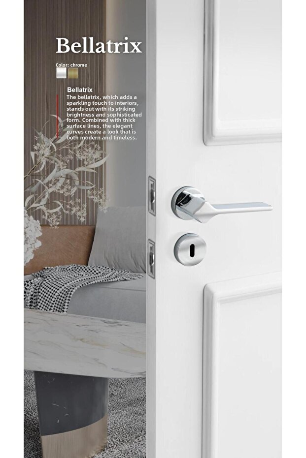 Bellatrix - Room Door Handle with Square Badge Right Left Suitable Interior Home Door Handle Handles-Z102C