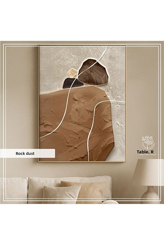 Digital Printed Metal Framed Glass Single Decorative Table - Rock Powder