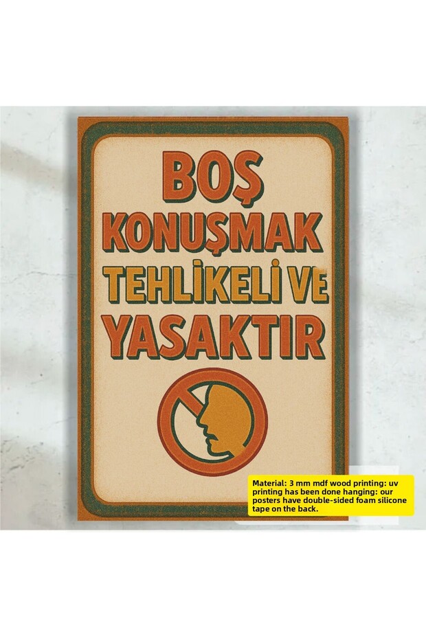 Empty Speak Dangerous and Forbidden Funny Witty Quip Wall Sayings Retro Wood Poster