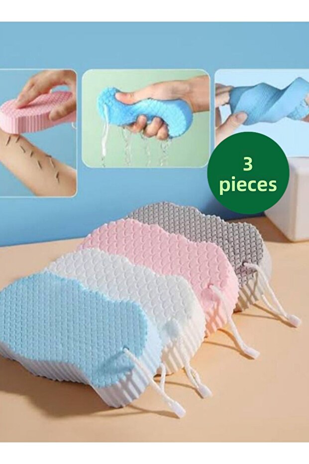 Bath Body Shower Sponge Magic Body Dead Skin Remover Body Massage Exfoliating Sponge 3Pcs