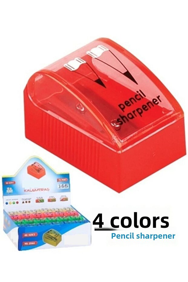 مبراة أقلام - مبراة أقلام مع وعاء - 2 قسم / 4 قطع - 1
