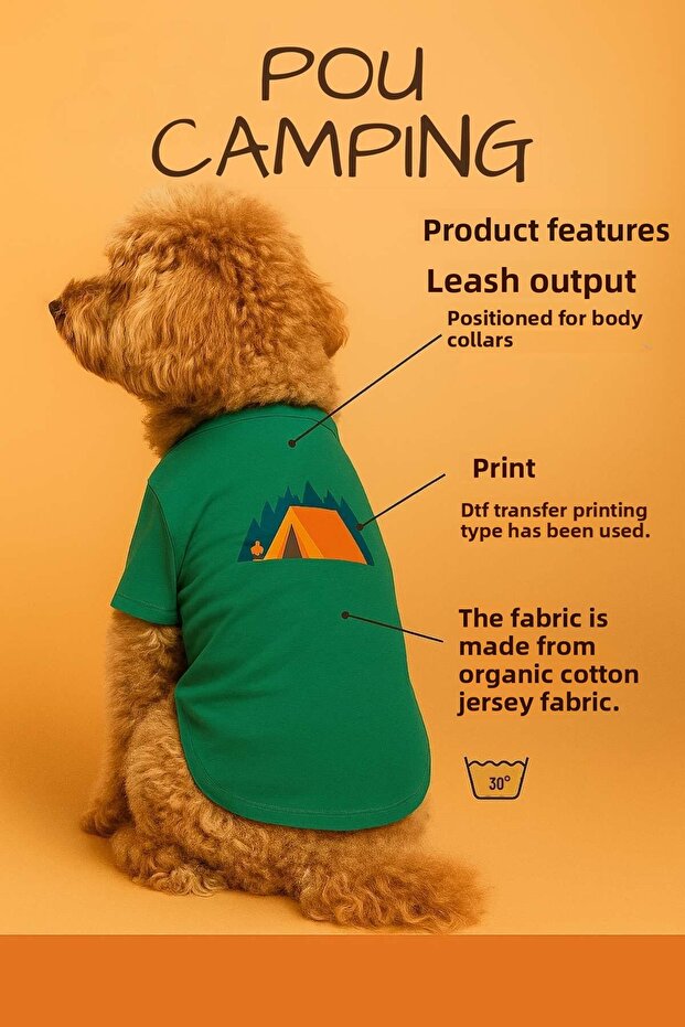 100% Organic Cotton Fabric Dog Clothing, Camping