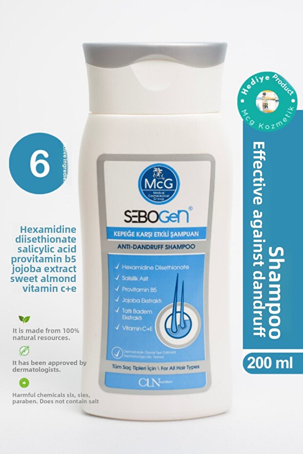 Sebogen Rich Content Shampoo Effective Against Dandruff 200 ml