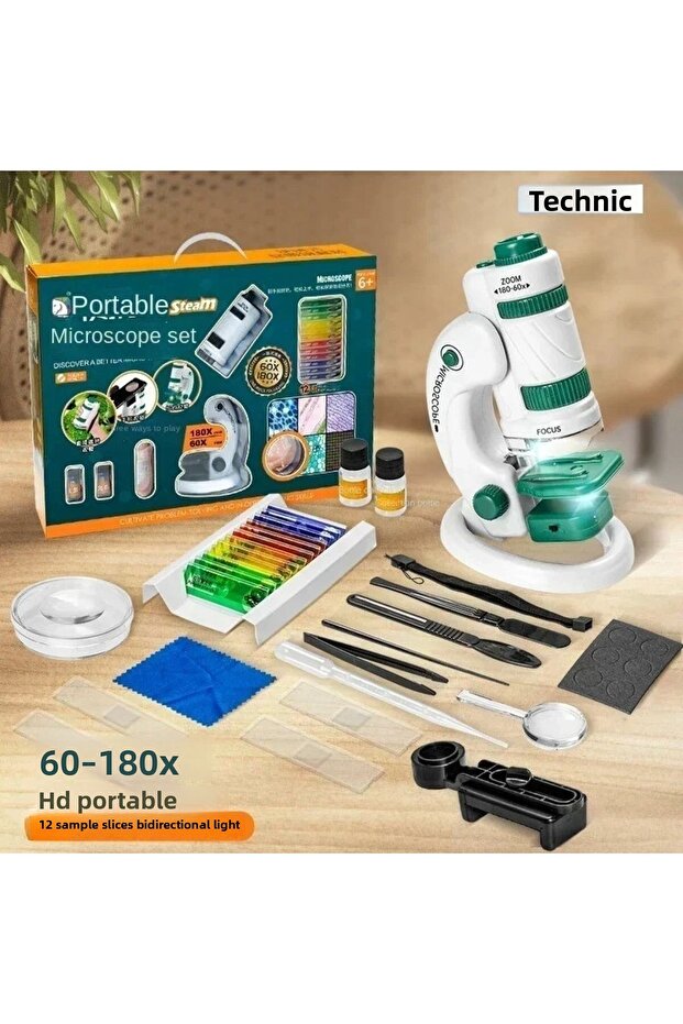 Digital Microscope Set 60-180X Magnification Handheld Mini Educational Children's Microscope 21 Piece Educational Set