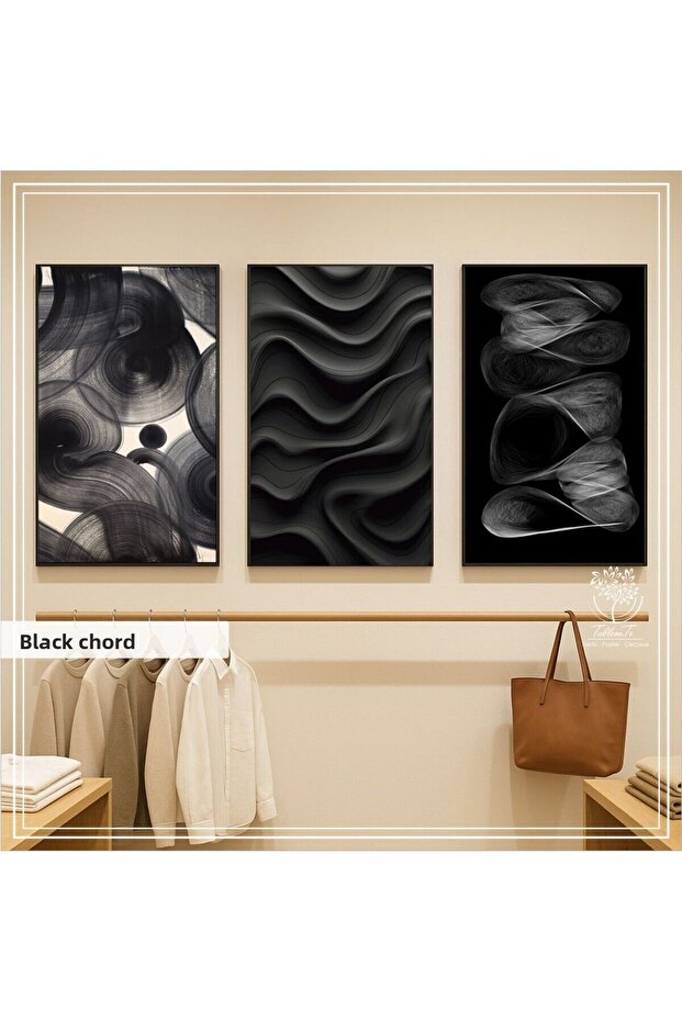 Digital Printed Metal Framed Real Glass 3-Piece Table - Black Akor