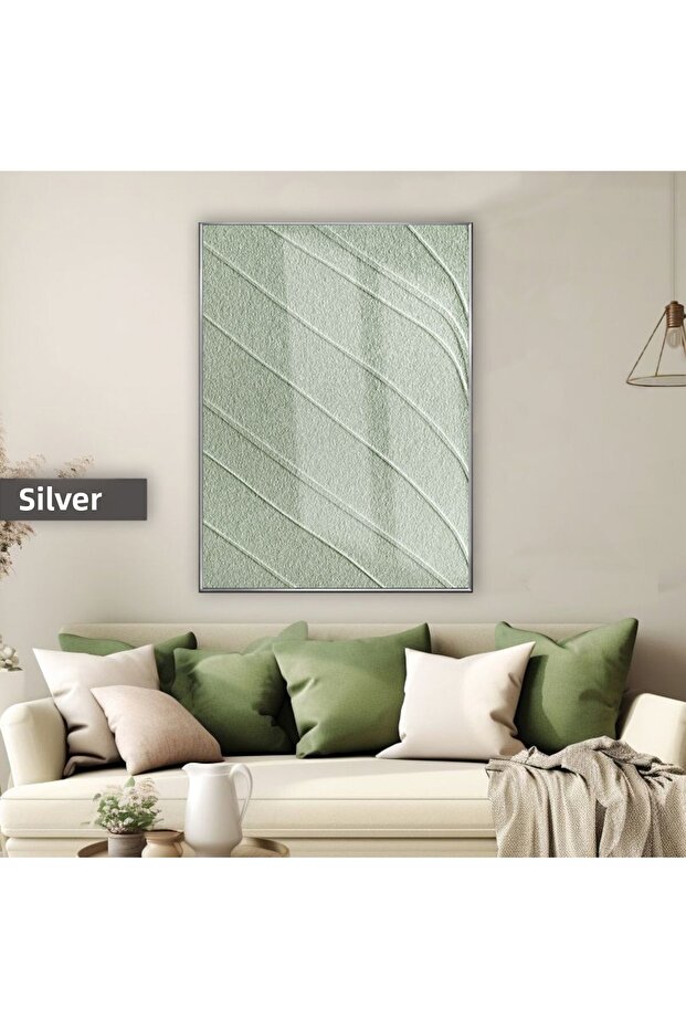 Amazing | Green Abstract Lines Elegant Model | Framed Tempered Glass Table Single Vertical