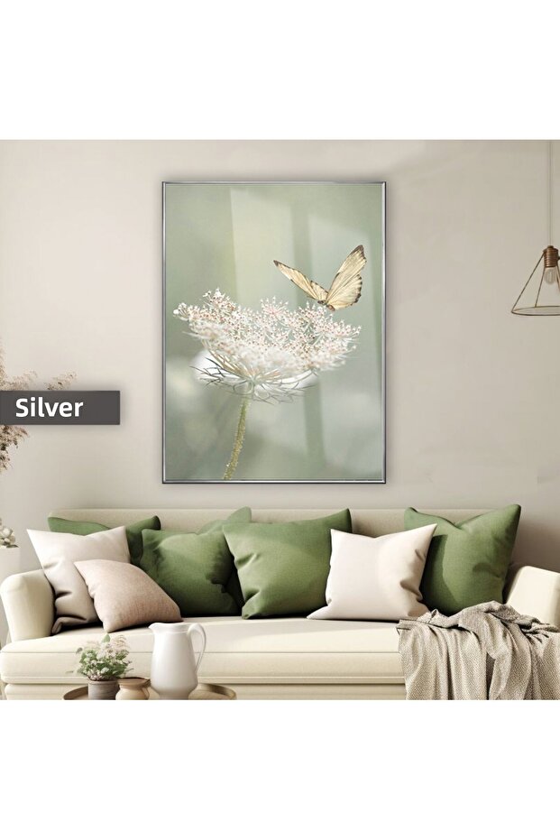 Amazing | Soft Green Butterfly Plant Model X2 | Framed Tempered Glass Table Single Vertical