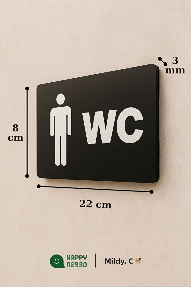 لافتة BAY WC من سلسلة WC Diversion مقاس 22 سم × 8 سم - 4