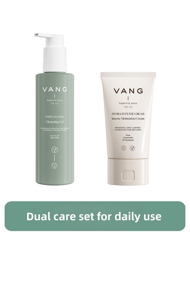 2-Piece Daily Cleansing & Moisturizing Set, Facial Cleansing Gel + Water-Based Moisturizing Cream, Barrier Supporting Care